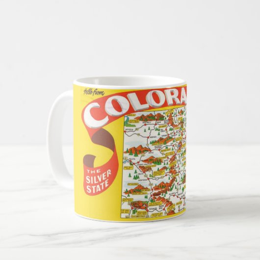 コロラド州地図マグカップ コーヒーマグカップ (正面左)