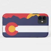 コロラド州山の日没及び旗の箱 Case-Mate iPhoneケース (裏面(横))