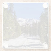 コロラド州山のSnowyの道 ガラスコースター (裏面)