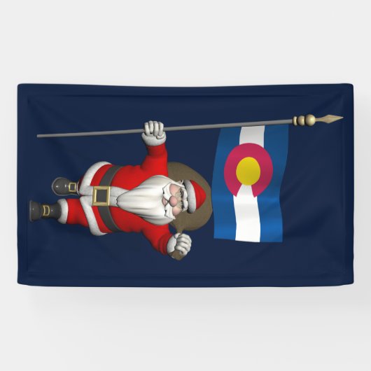 コロラド州旗とサンタクロース 横断幕 (横)