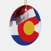 コロラド州旗とサンタハット セラミックオーナメント (右)