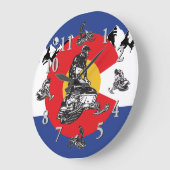 コロラド州旗とスノーモービル時計 ラージ壁時計 (傾斜)