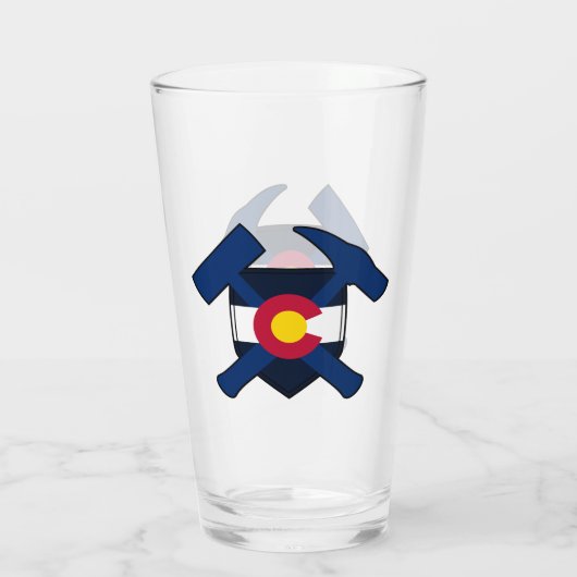 コロラド州旗と地質学者のロックハンマー タンブラーグラス (裏面)