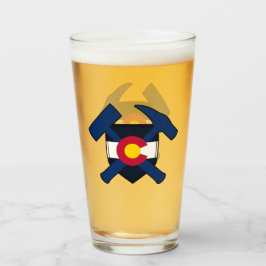 コロラド州旗と地質学者のロックハンマー タンブラーグラス
