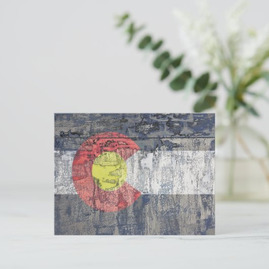 コロラド州旗の付いた壁 ポストカード (スタンド正面)