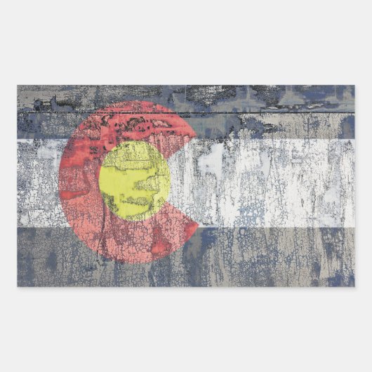 コロラド州旗の付いた壁 長方形シール (正面)