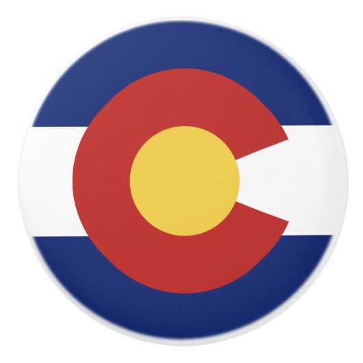コロラド州旗の扉と引き出しプルノブ セラミックノブ (正面)