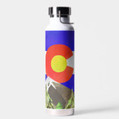 コロラド州旗の水びん（山と木） ウォーターボトル (左面)
