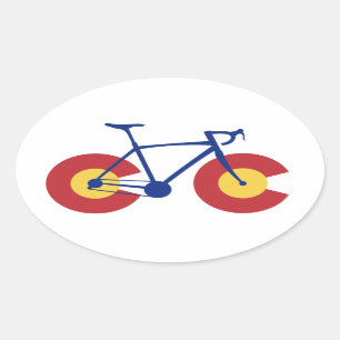 コロラド州旗の自転車 楕円形シール