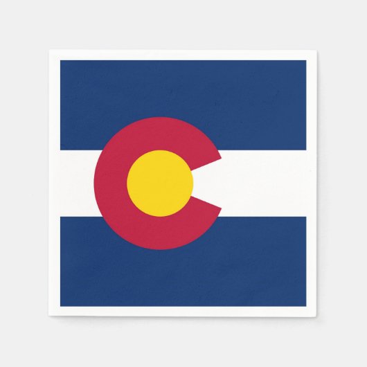 コロラド州旗を持つ愛国的な紙ナプキン スタンダードカクテルナプキン (正面)