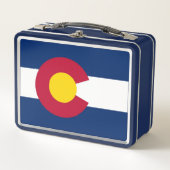 コロラド州旗を持つ金属製ステンレスランチボックス メタルランチボックス (正面)