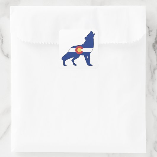 コロラド州旗ウルフ スクエアシール (バッグ)