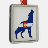 コロラド州旗ウルフ メタルオーナメント (右)