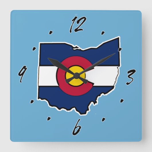 コロラド州旗オハイオ州の輪郭の正方形の壁時計 スクエア壁時計 (正面)