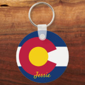 コロラド州旗カスタマイズ名キーチェーンラベル キーホルダー (正面)