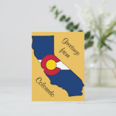 コロラド州旗カリフォルニアのアウトカスタムラインはがき ポストカード (スタンド正面)