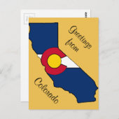 コロラド州旗カリフォルニアのアウトカスタムラインはがき ポストカード (正面/裏面)