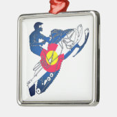 コロラド州旗スノーモービルホリデーオーナメント メタルオーナメント (左)