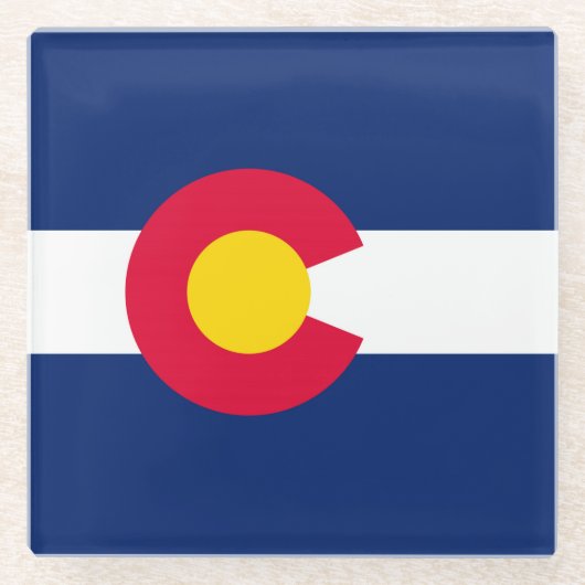 コロラド州旗デザインデコール ガラスコースター (正面)