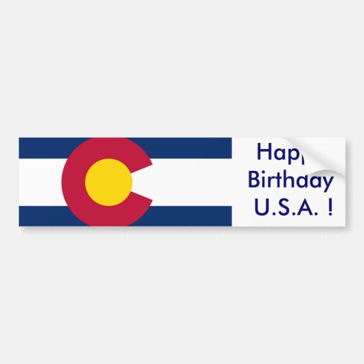 コロラド州旗ハッピーバースデーUSA! バンパーステッカー (正面)