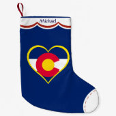 コロラド州旗ハートブパーソナライズされたルー スモールクリスマスストッキング (正面)