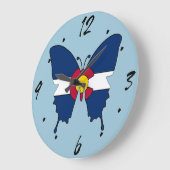 コロラド州旗バタフライウォールクロック ラージ壁時計 (傾斜)