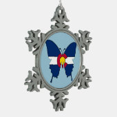 コロラド州旗バタフライスノーフレークオーナメント スノーフレークピューターオーナメント (左)