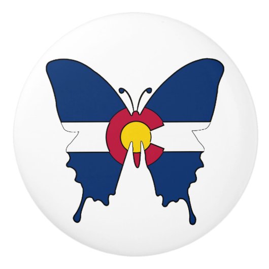 コロラド州旗バタフライセラミックプルノブ セラミックノブ (正面)