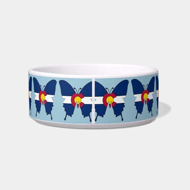 コロラド州旗バタフライミディアムペットディッシュ ボウル (裏面)