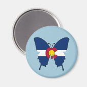 コロラド州旗バタフライラウンドマグネット マグネット (正面/裏面)