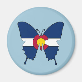 コロラド州旗バタフライラウンドマグネット マグネット