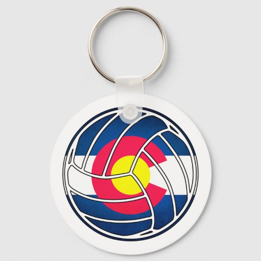 コロラド州旗バレーボールラウンドキーチェーン キーホルダー (正面)