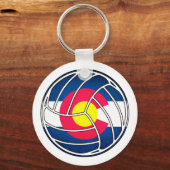 コロラド州旗バレーボールラウンドキーチェーン キーホルダー (正面)
