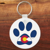 コロラド州旗ポープリントラウンドキーチェーン キーホルダー (正面)