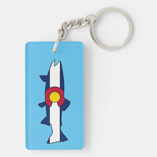 コロラド州旗マス魚の長方形キーチェーン キーホルダー (裏面)