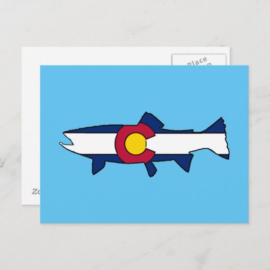 コロラド州旗マス魚はがき ポストカード (正面/裏面)