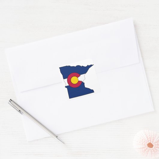 コロラド州旗ミネソタ州旗 スクエアシール (封筒)