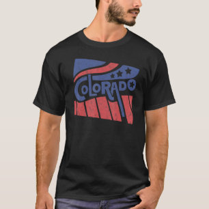 コロラド州旗ロッキーマウンテンズスキイン Tシャツ