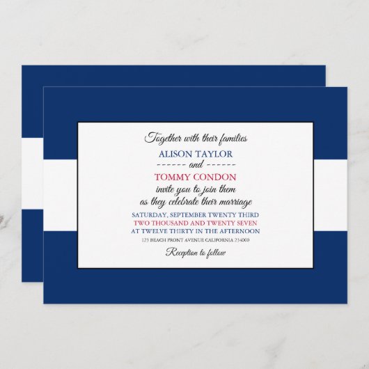 コロラド州旗結婚旗 招待状 (正面/裏面)