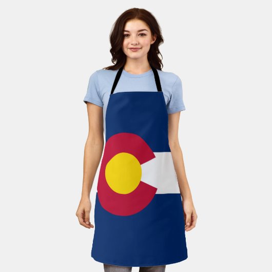 コロラド州旗 エプロン (着用した状態)