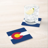 コロラド州旗 スクエアペーパーコースター (インサイチュ)