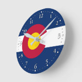 コロラド州旗 ラウンド壁時計 (傾斜)