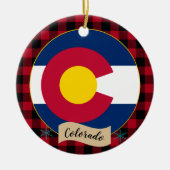 コロラド州旗、レッドバッファロープレイド&コロラド州旗 セラミックオーナメント (正面)