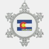 コロラド州旗（内側に名前を付ける） スノーフレークピューターオーナメント (正面)