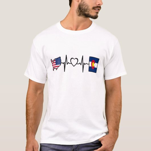 コロラド州旗 – USA Colorado Heartbea Tシャツ (正面)