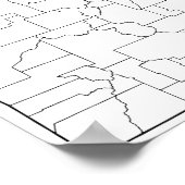 コロラド州空白の郡概要マップ ポスター (角)