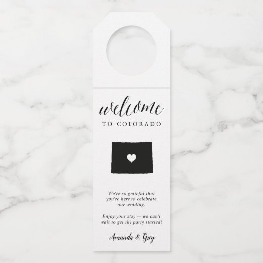 コロラド州結婚の歓迎のお願い ボトルネックタグ (正面)