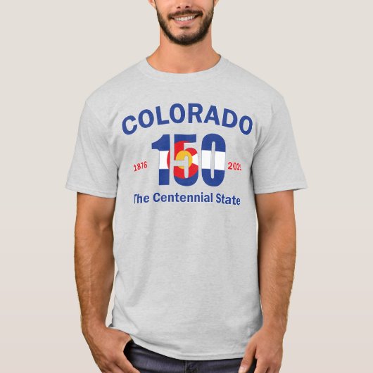 コロラド州150周年記念 コロラド州は150歳になりました Tシャツ (正面)