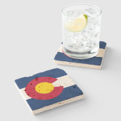 コロラド州:センチュニアルアメリカ合衆国旗 ストーンコースター (横)