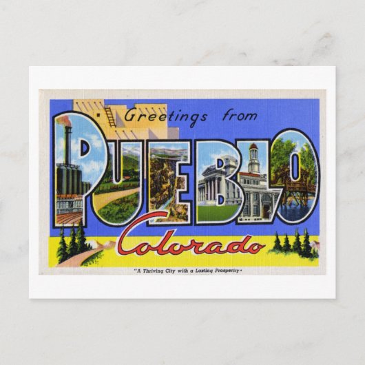 コロラド州，プエブロからのヴィンテージの挨拶 ポストカード (正面)